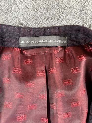 Chaqueta Blazer Ben Sherman Sastrería Para Hombres 46R Tartán Cuadros Púrpura Abrigo de Cena - Imagen 5 de 17