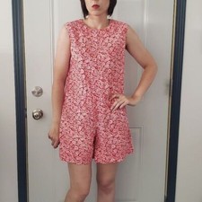60s Red and White Floral Romper