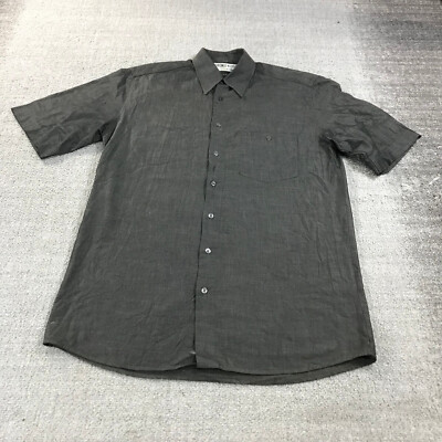 Georg Roth Shirt Men Small Button Up Made in Germany Gray Short Sleeve Casual
