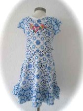 Mim Pi 💙SALE T-Shirt Kleid Blumenmuster blau weiß Delfter Muster Volants 98 NEU