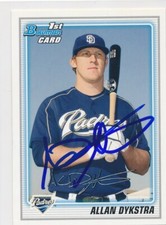 Allan Dykstra San Diego Padres Autographed 2010 Bowman 1st Baseball Card #BP44