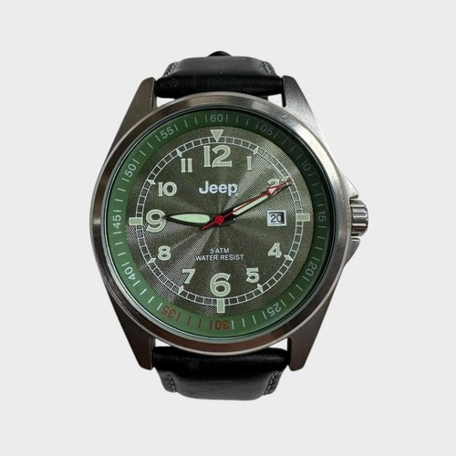 Jeep Men's Silver and Green Watch Timepiece Men's One Size Authentic Analogue - Picture 4 of 8