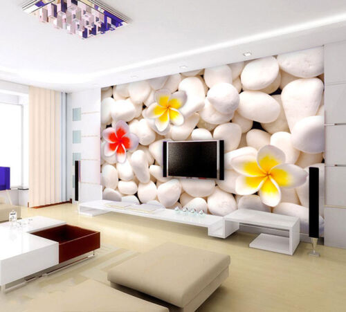 Simple Style White Stone Flower Full Wall Mural Photo Wallpaper Home Dec 3D Kids - Photo 1 sur 12