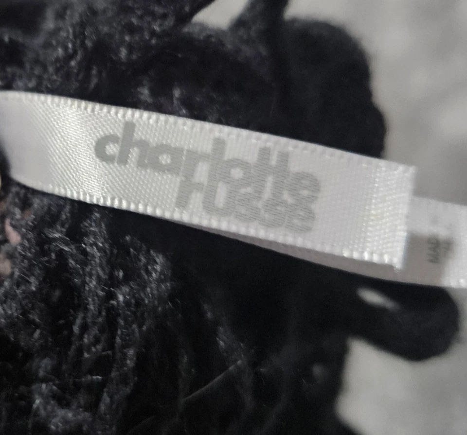 Charlotte Russe Tejido Abierto Flecos Ligero Negro Bufanda Viaje Prendas de Carrera Boho Foto 3 de 4