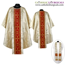New METALLIC GOLD Gothic Chasuble & Stole Set, Gothic Vestment, Casula, Casel