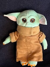 Gently Used Mint Green Plush Star Wars Baby Yoda in Tan Coat Stuffed Character