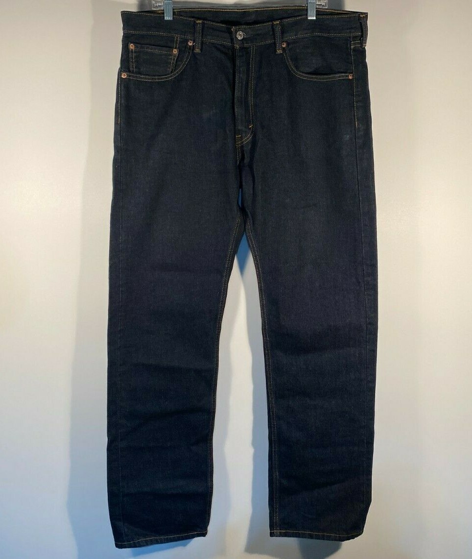 Levi's 505 Dark Wash Classic Denim Blue Jeans Men Siz… Gem