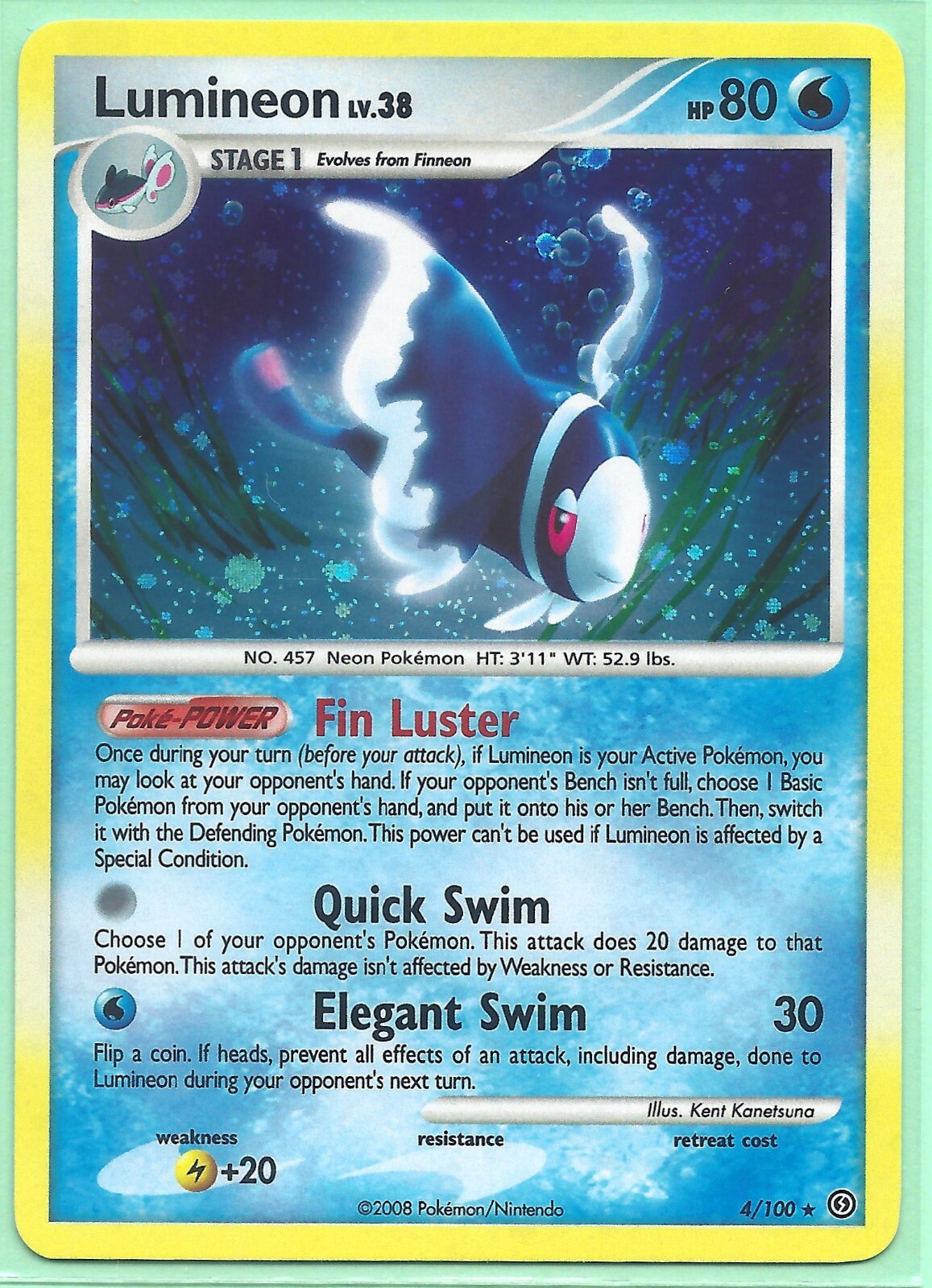 2008 LUMINEON 4/100 DP STORMFRONT POKEMON CARD RARE HOLO-NM/M