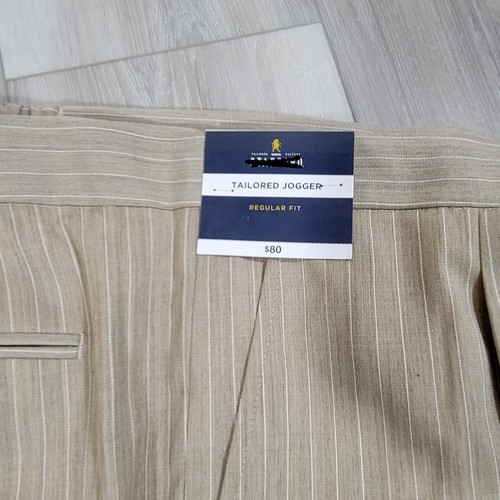 Stafford Tailored Jogger Women's 40 Reg Tan Stripe Pleated Regular Fit New - Picture 6 of 12