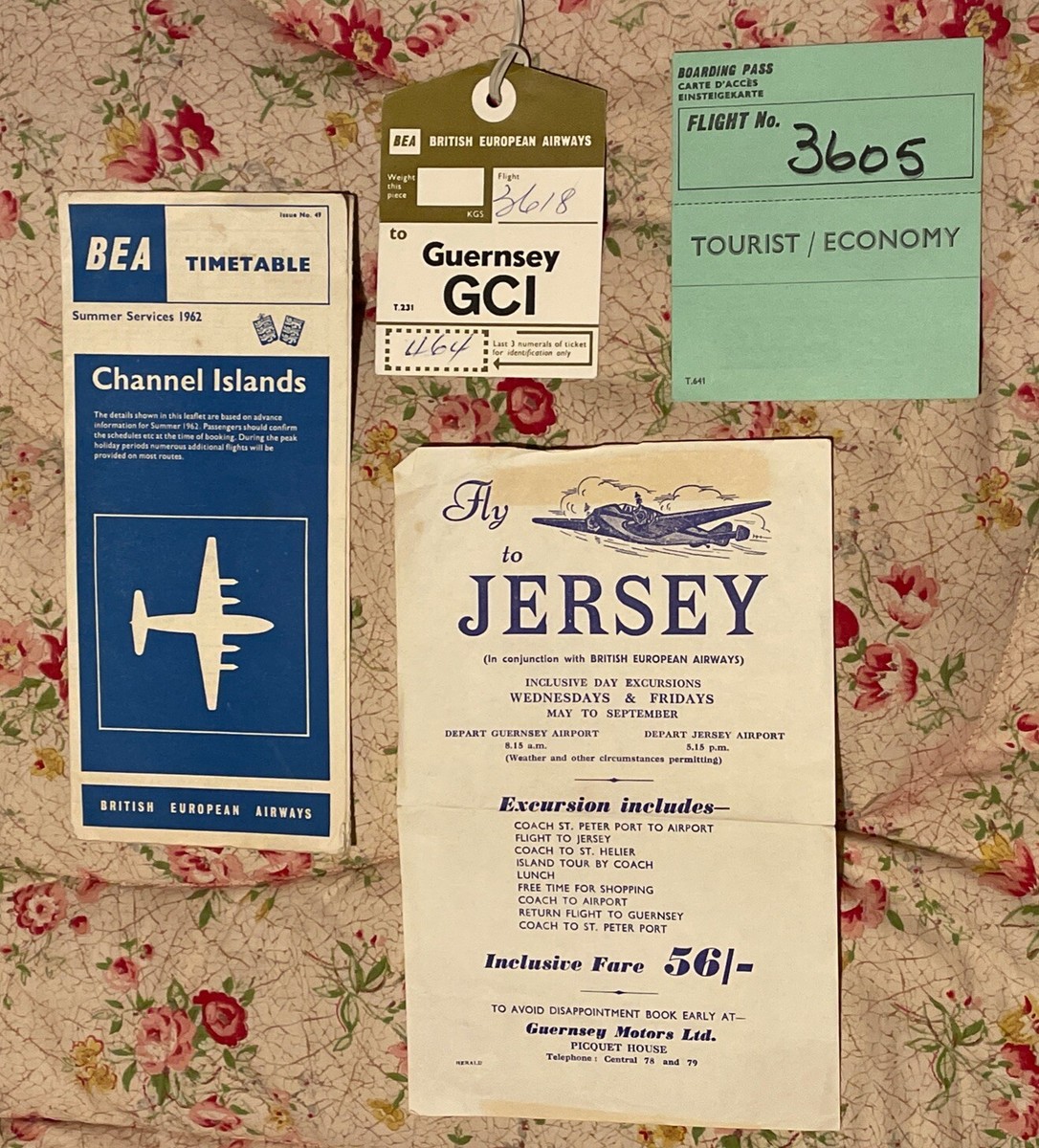 BEA British European Airlines Channel Islands 1962 timetable