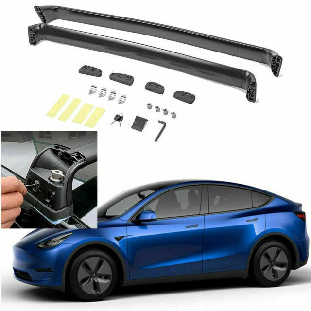 2Pcs Fits for Tesla Model Y 2021 2023 Lockable Roof Rail Rack Cross Bar Crossbar