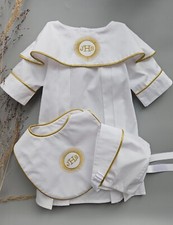 Baby Satin Baptism Outfit Soutane Style White Color Baptism Gown Christening 57