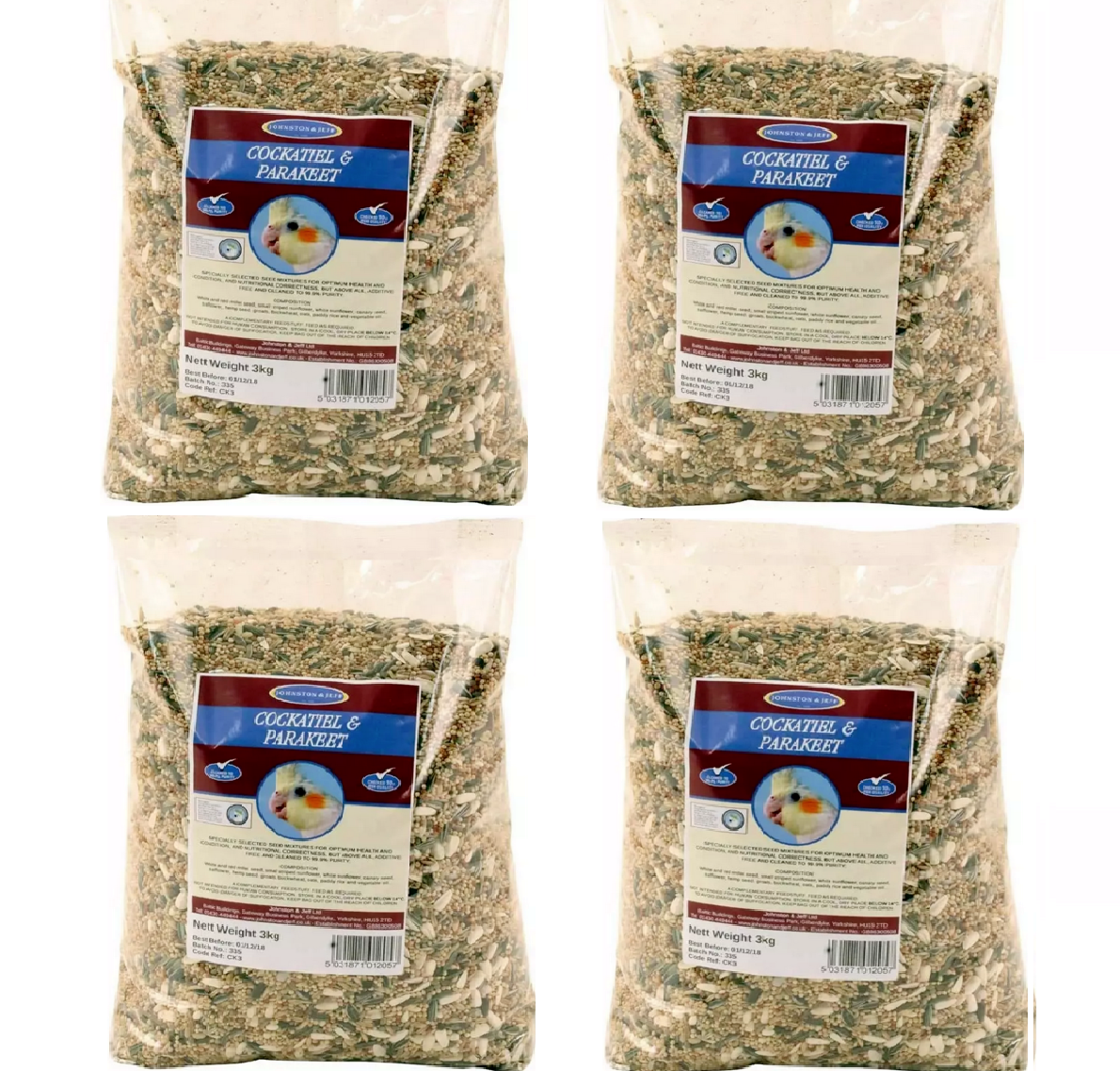 J&J COCKATIEL & PARAKEET 1kg, 3kg, 12kg : Bird Seed Millet Sunflower Canary Mix