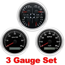 3 Gauge Set 85mm GPS Speedometer 80MPH Tacho 6000RPM&4 IN 1 Multifunction Gauge 