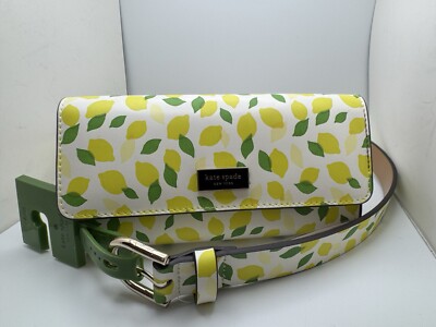 Kate Spade Flip Top Leather Belt Bag Lemon Print Fanny Pack Leather ~ Size L/XL