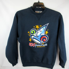 Walt Disney World 100 Years Of Magic Embroidered Sweatshirt Size S Navy Blue