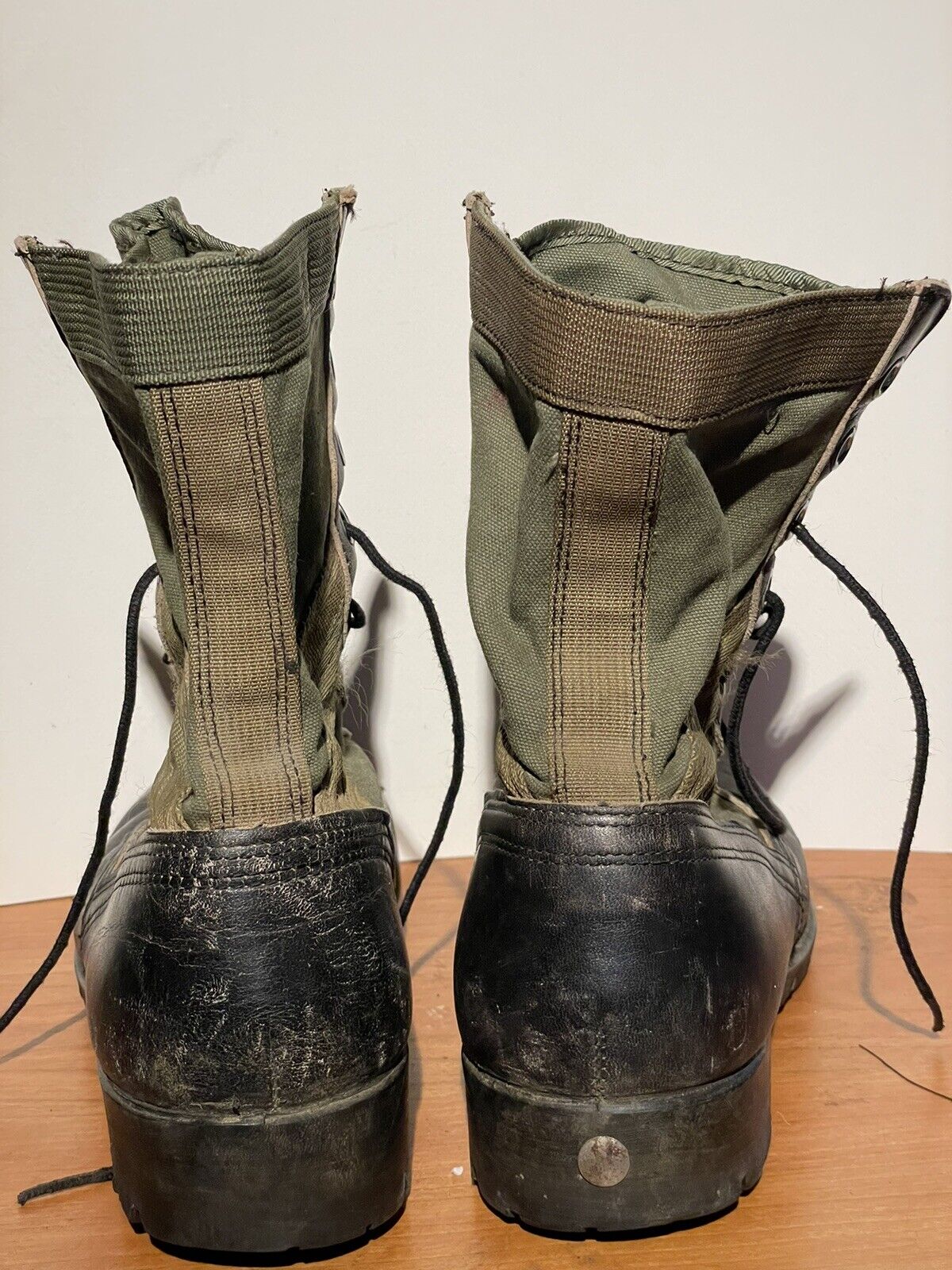1966 Combat Jungle Boots Black Green Mens 10 R Le… - image 5