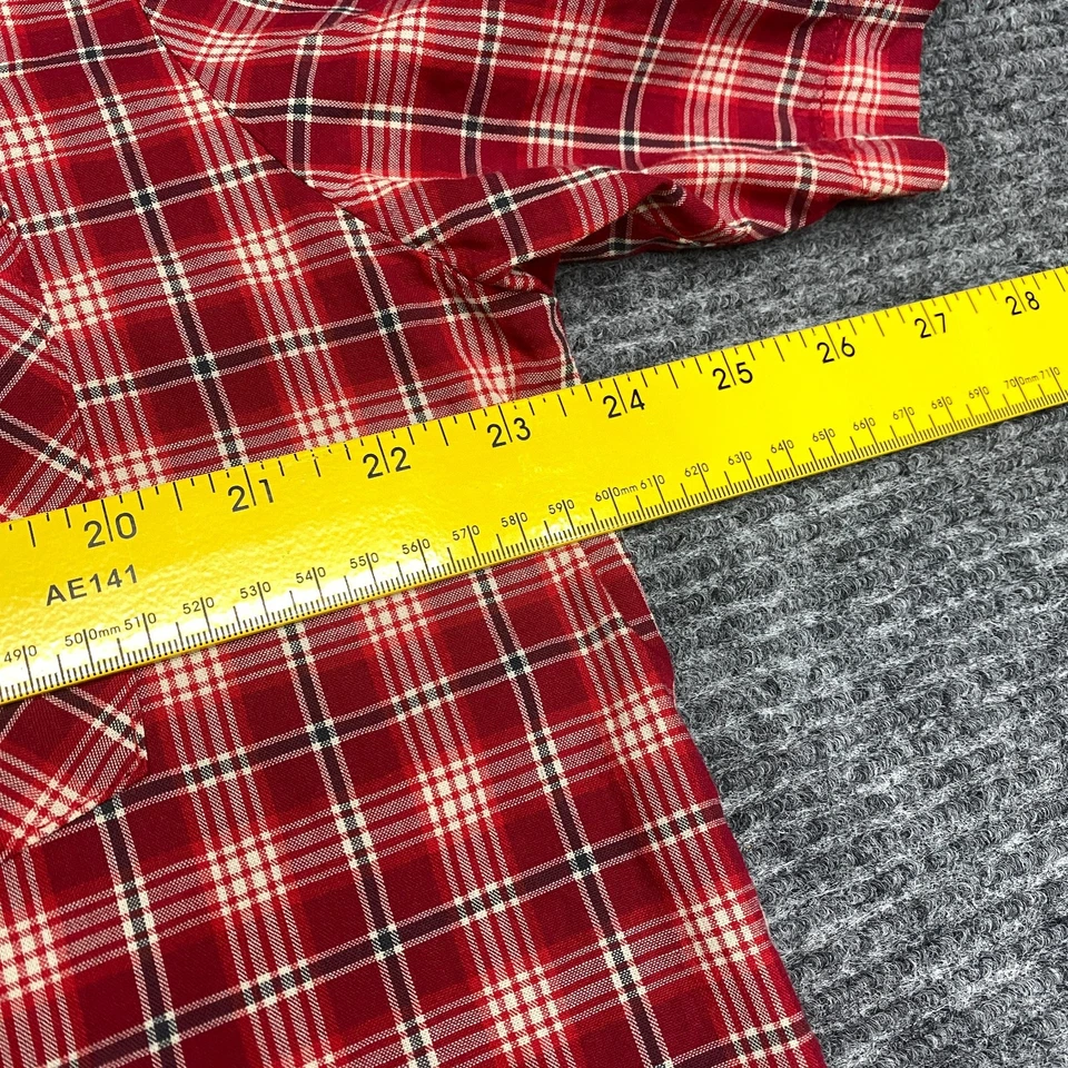 Camisa Coca Cola Abotonada Para Hombres XL Roja Cuadros Bordados Parches Manga Corta Foto 3 de 4