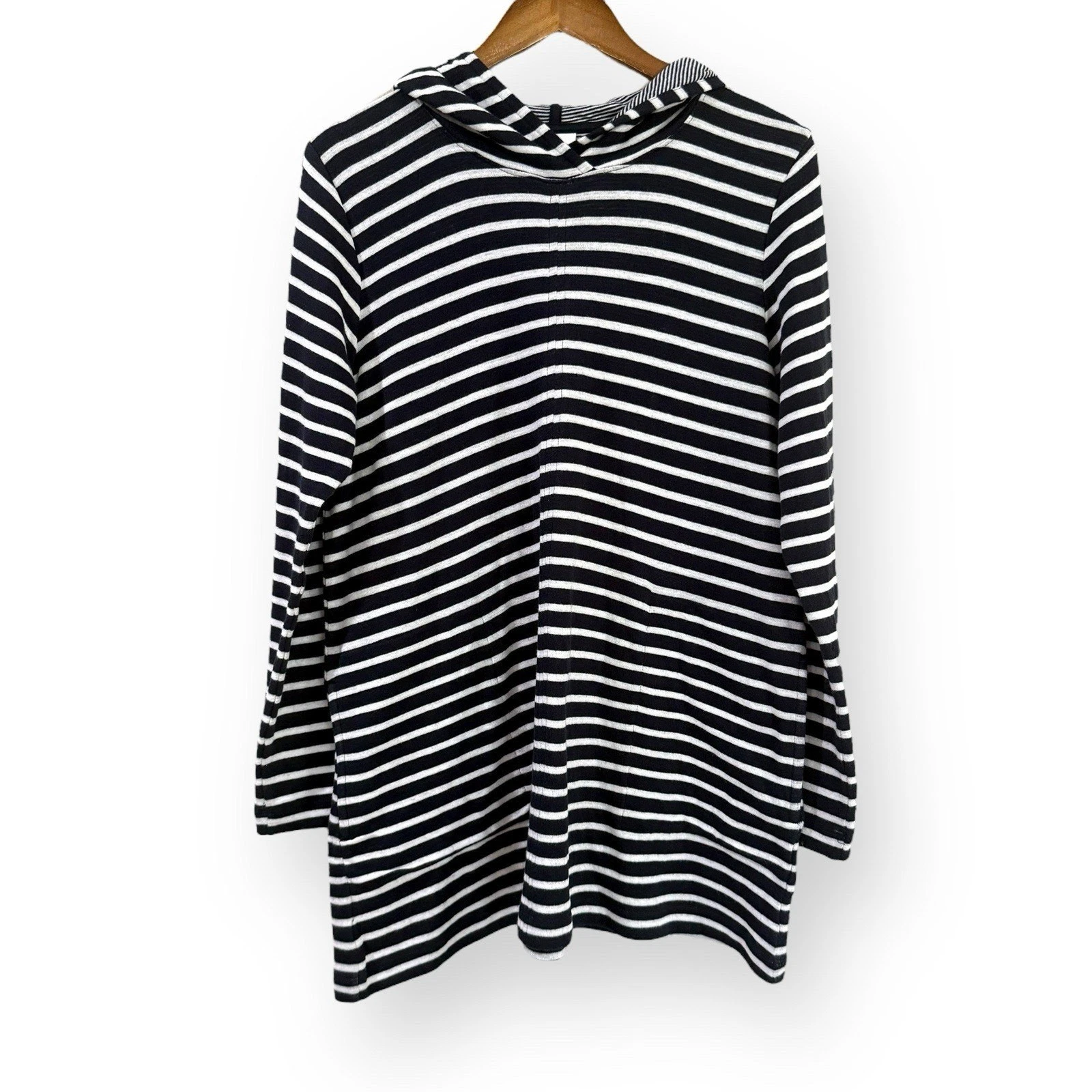 J. Jill Navy White Striped Pullover Hoodie Sweatshirt M Cotton Pockets Tunic
Opens in a new window o