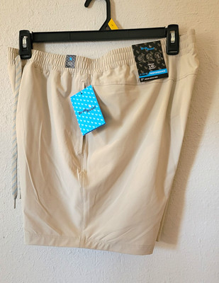 Birdie Bound Men's Beige Performance Shorts L 7'' Inseam Drawstring