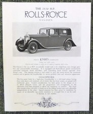 ROLLS ROYCE 25/30 HP SALOON Car Sales Leaflet April 1936