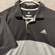 Adidas Golf Polo Shirt Mens L black gray colorblock performance active comfort