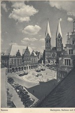Bremen Marktplatz Rathaus und Dom gl1956 D7919
