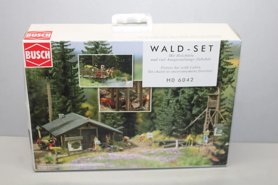 Busch 6042 Wald- Set mit Holzhütte Spur H0 OVP