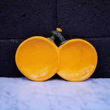 Vintage ORANGES Kitchen Spoon Tea Bag Rest Mid Century Ceramic Made in USA 60'S
