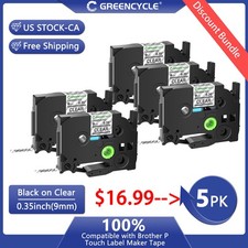 5PK Discount Pack Clear Label Tape TZ-121 9mm Fit Brother PT-D210 7500 D400