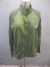 OR Size L Mens Green Drawcord Hem Full Zip Pockets Logo Outdoor Windbreaker 942