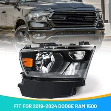 Black W/ Bulbs Halogen Headlight For Dodge Ram 1500  2019-2024 Passenger Right