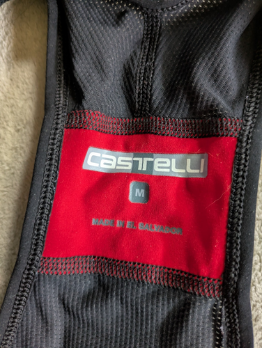 CASTELLI Padded Cycling Bib Shorts Mens Medium Black Red Yellow Bicycle - Picture 3 of 6