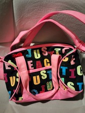 Justice Girls Hand Bag Pink with Rainbow and Sequins Letters