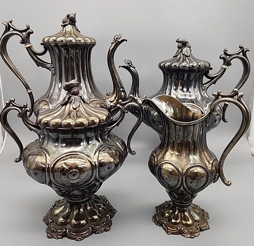 Reed & Barton Victorian Antique US Silver-Plated Teapots, Coffee