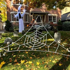 16 FT Giant Triangle Spider Web Halloween Decoration Large Cobweb Outdoor Indoor