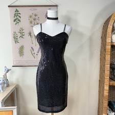Vintage 90s Sequin Bodycon Mini Dress Sexy Trashy McBling Party Gyaru Bimbo S