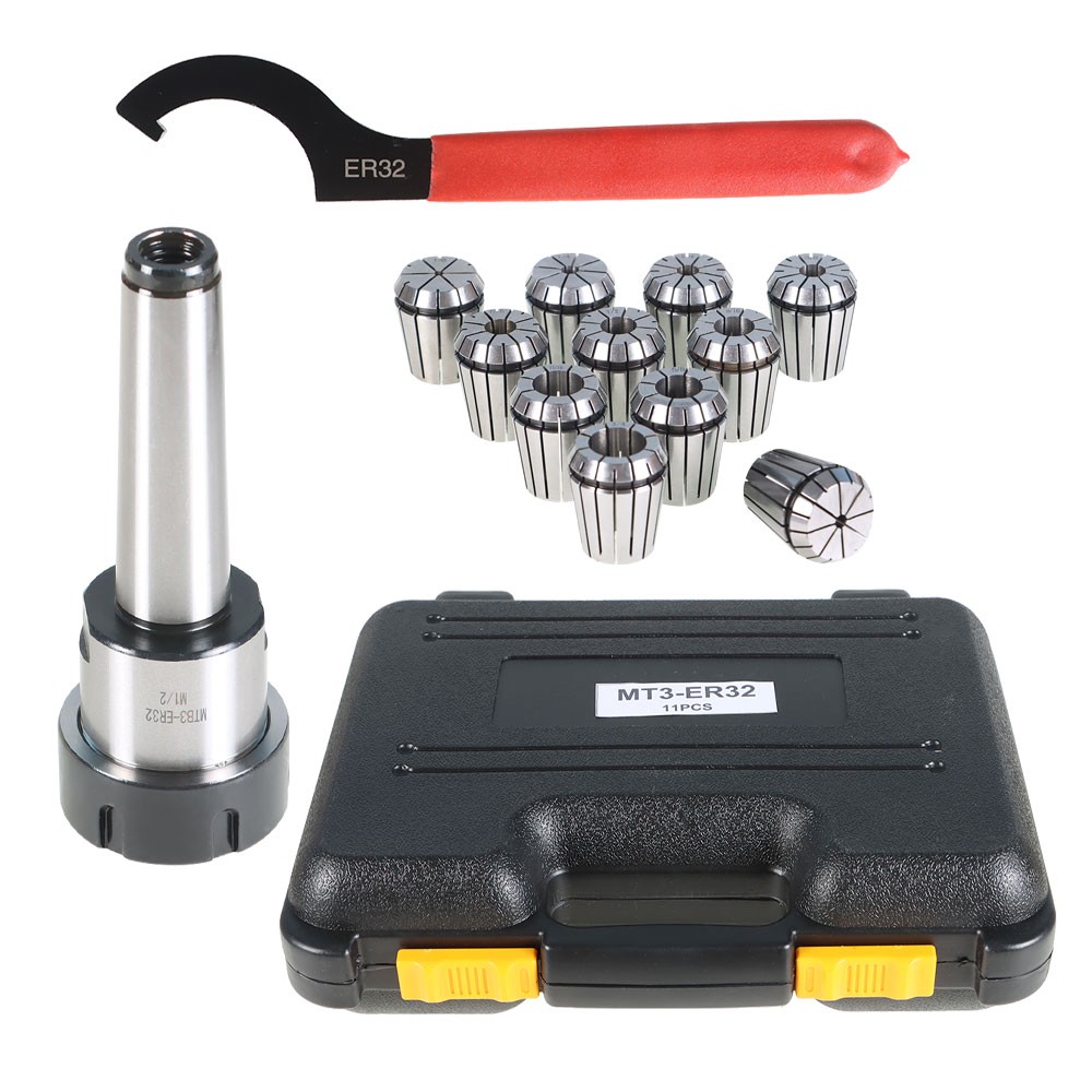 For Milling Machine MT3 Shank With 11PC ER32 Collet Set ER32 Chuck & Spanner New