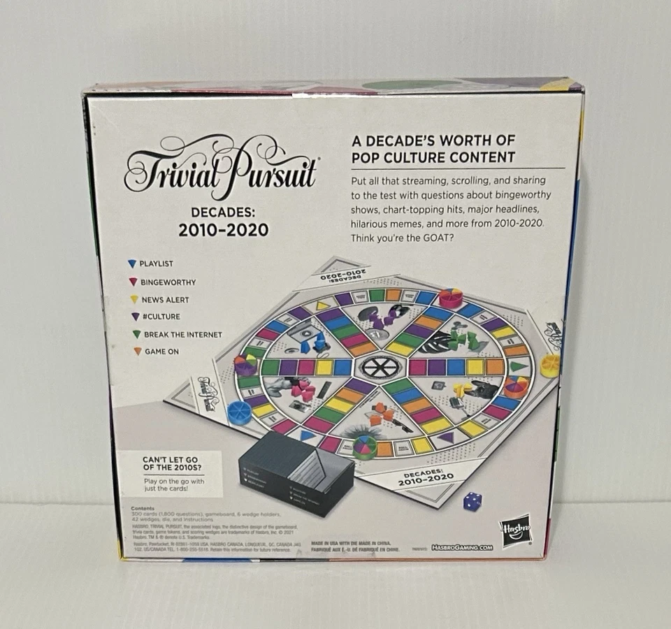 Hasbro Gaming Trivial Pursuit Decades 2010-2020 Pop Culture Trivia Game New - Image 2 of 4