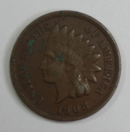 1908-S Indian Head/Oak Wreath w/Shield rev Cent VERY FINE ~ Minor Corrosion