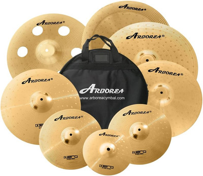 Cymbal Pack for Drum 8 Pcs Super Polishing Cymbals Set Brilliant Gold Hero Serie