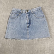 Vintage Guess Skirt Womens 29 Light Wash Denim Raw Hem Mini Made USA 80s