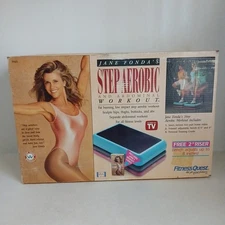 VTG Jane Fonda Fitness Quest Step Aerobic 3 Tier Riser Workout Exercise W/Tape 
