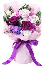 Flowers Gifts for Women, Flower for Delivery, Preserved Roses Bouquets, Purple