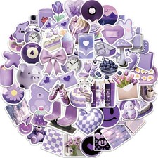 50PCS Aesthetic Purple Stickers for Water Bottle, Cute Aesthetic Stickers for