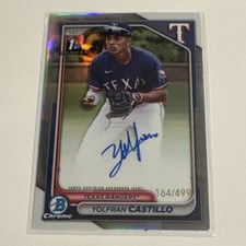 2024 Bowman Chrome - Yolfran Castillo 1st Bowman Auto /499 #CPA-YC Texas Rangers