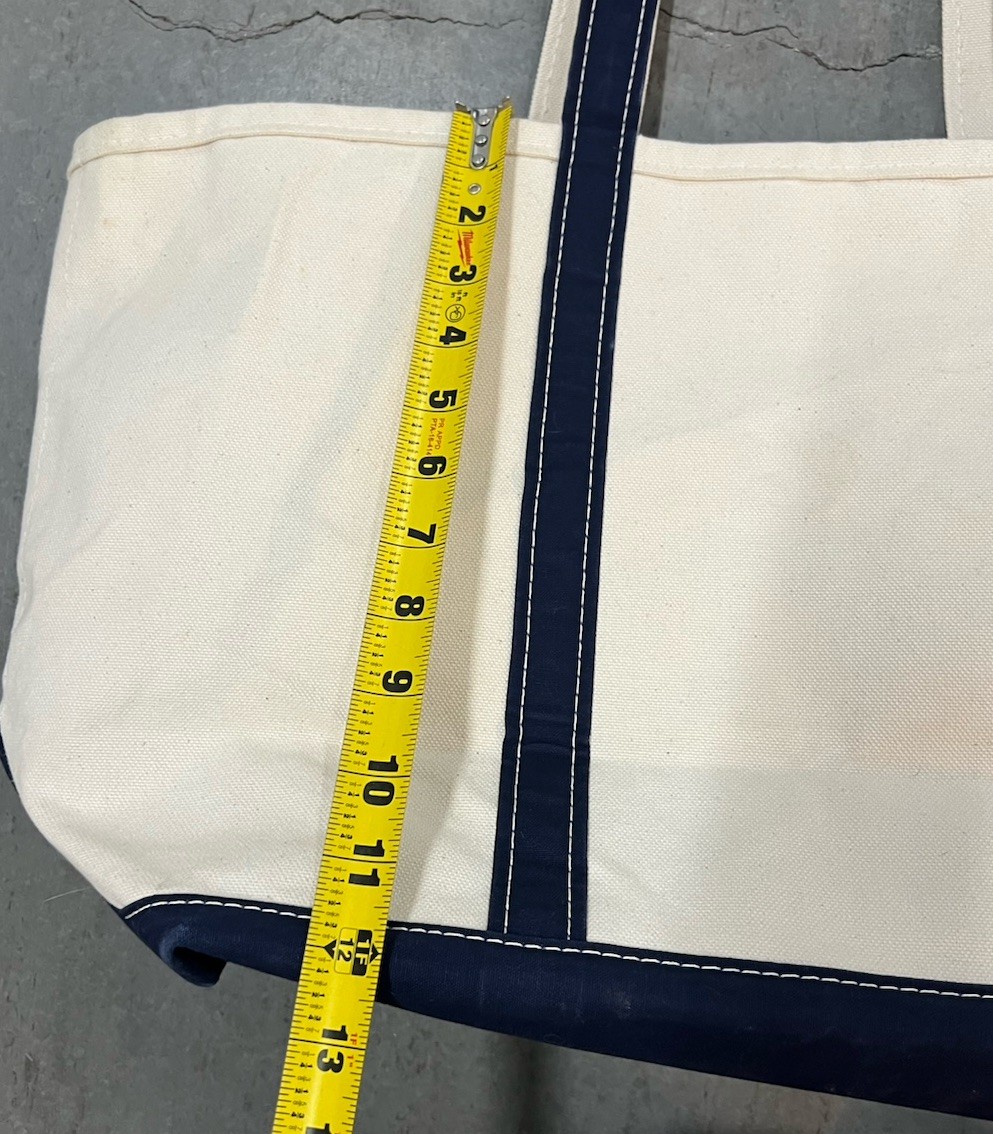 L.L. Bean 80s 90s Vintage Large Cream Navy Canvas Boat and Tote