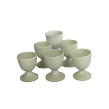 Antique Ceramic Ironstone Pottery Egg Cups 6 Pc White Farmhouse Kitchen