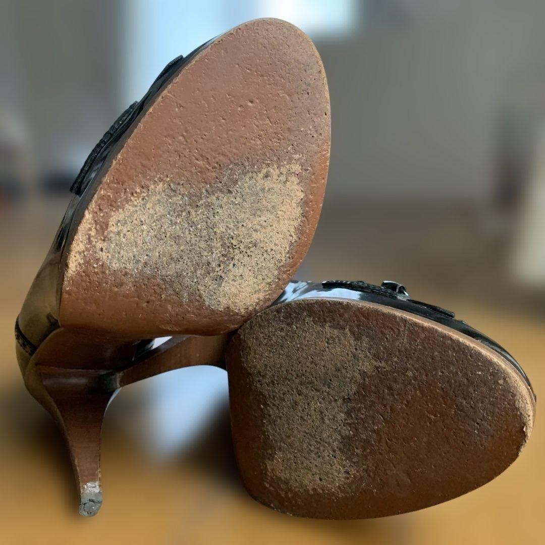 Auth Gucci Horsebit Almond Toe Pumps Leather Black Logo Heel EU36 US6 UK3 thumbnail 4