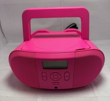 onn. Portable CD Boombox Pink FM Radio Stereo Tested Working